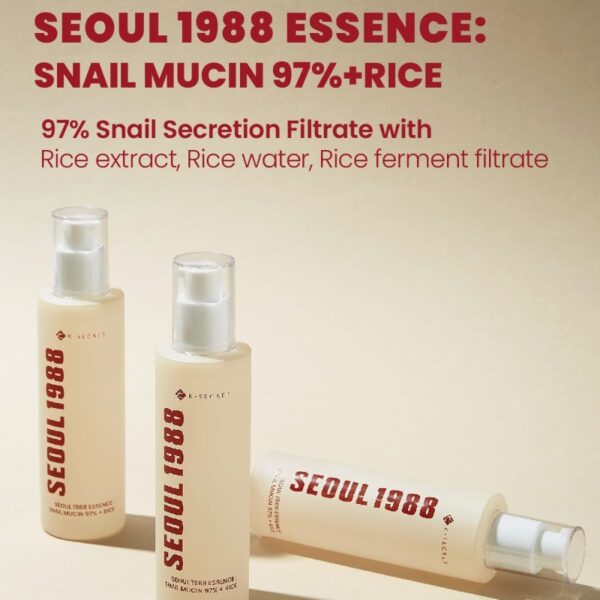KSECRET SEOUL 1988 Essence Snail Mucin 97% + Rice 100ml - Image 2