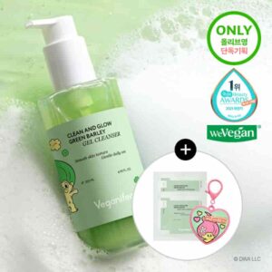 Veganifect. Clean & Glow Green Barley LHA Gel Cleanser 205mL Special Set (+Toner Pad 4p+keyring)