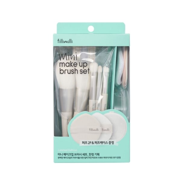 Fillimilli Mini Make up brush Pouch set (+5 Brush + 2 Puffs + Pouch) - Image 8