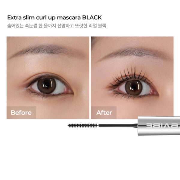 FIVE VIBE Extra Slim Curl Up Mascara #Black (+Tweezers) - Image 5