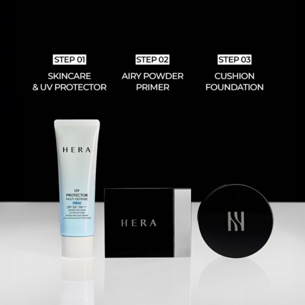 NEW💖 HERA Airy Powder Primer (+Square Bag +Black Cushion Mini +Suncream) - Image 6