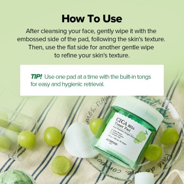 SKINFOOD Shine Muscat Cica BHA Toner 70Pads - Image 5