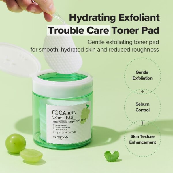 SKINFOOD Shine Muscat Cica BHA Toner 70Pads - Image 3