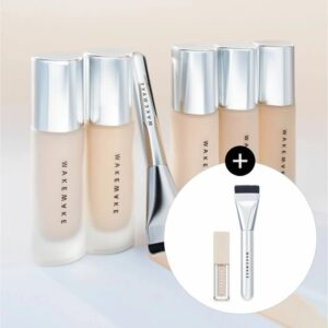 Wakemake Water Velvet Cover Foundation SPF30 PA++ Set [#3 Colors] (+Conceal +Brush)