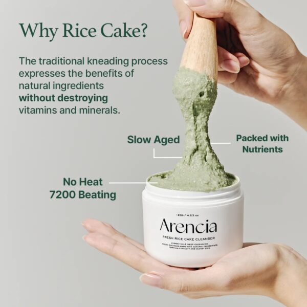 Arencia Fresh Green Rice Mochi Cleanser 120g Set (+Rosehip Cleanser 15g+Holy Hyssop Serum 4ml) - Image 5