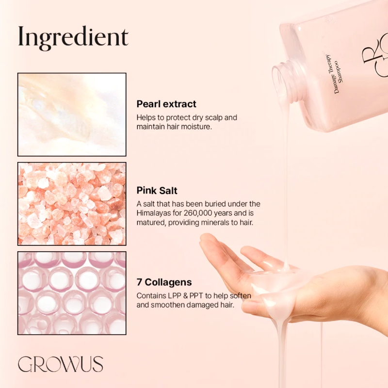 growus Damage Therapy Shampoo EX 500mL Set (+Rerill 500ml) - Image 4