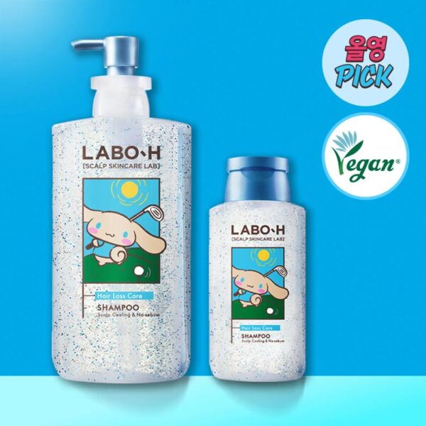 TANNING CINNAMOROLL x LABO-H Hair Loss Care Shampoo for Scalp Cooling & No-sebum 750ml Set (+125ml)