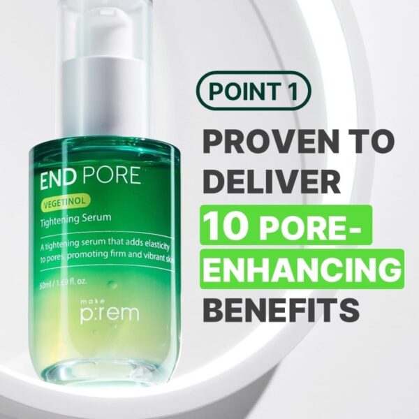 makeprem End Pore Vegetinol Tightening Serum (+soothing Pink Tone Up SunCream 10ml) - Image 2