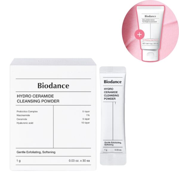 BIODANCE Hydro Ceramide Cleansing Powder 30ea (+Collagen Mask To Foam Cleanser 20ml)