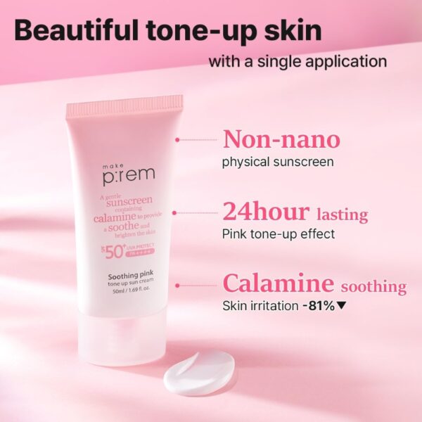 makeprem Soothing Pink Tone Up Sun Cream 40mL 1+1 Special Set - Image 4