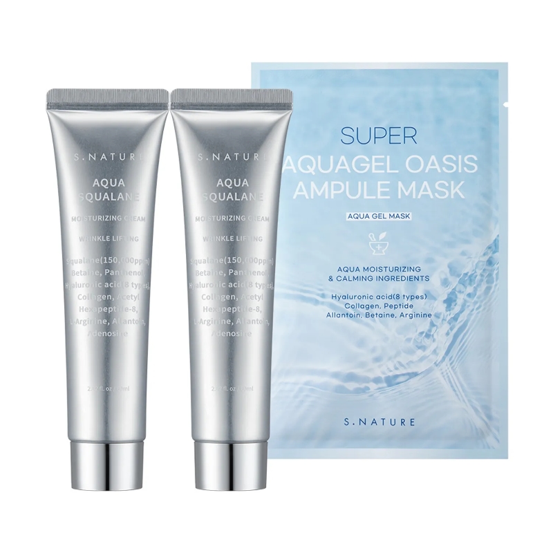 S.NATURE Aqua Squalane Moisturizing Cream 60ml Double Pack (+Aqua Gel Mask Sheet 1ea)