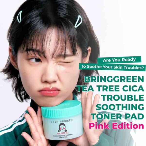 Squid Game x BRINGGREEN Tea Tree Cica Trouble Soothing Toner Pad Pink Edition 90P Set (+Refill 90P+Hair Band) - Image 4