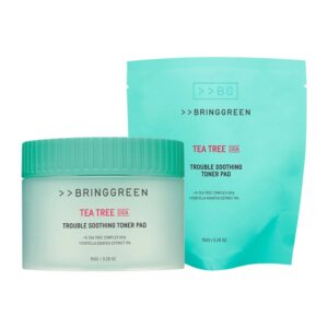 BRINGGREEN Tea Tree Cica Trouble Soothing Toner Pad 90P Refill Set (+Dedicated Tweezers)