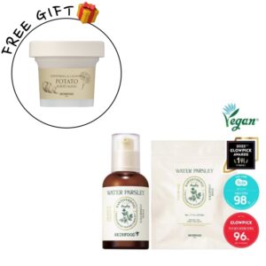 SKINFOOD Water Parsley Pantothenic Essence 50mL SET (+20pads +Potato Food mask mini+mask 1p)