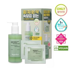 Veganifect. Clean & Glow Green Barley LHA Gel Cleanser 205mL Special Set (+Toner Pad 4p)