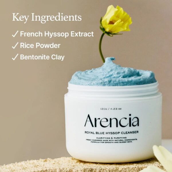 Arencia Royal Blue Hyssop Rice Mochi Cleanser 120g Set (+Green Cleanser 15g) - Image 3