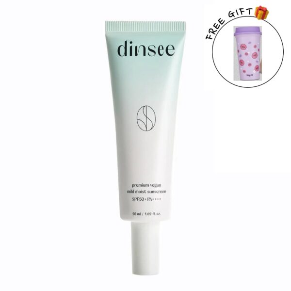 Dinsee Premium Vegan Mild Moist Sunscreen SPF50+ PA++++ (+Sunscreen mini+ Reusable Cup)