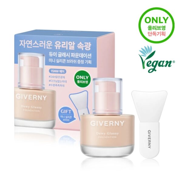 GIVERNY Dewy Glassy Foundation SPF30++ [#2 Colors] (+Silicone Brush)
