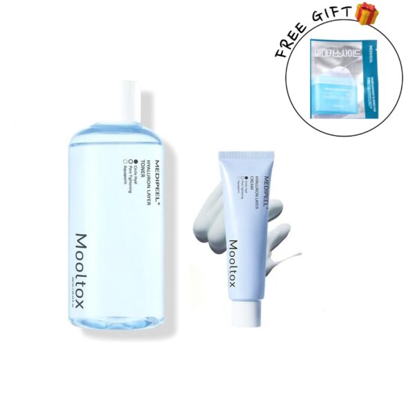 MEDI-PEEL Hyaluron Layer Mooltox Toner 300mL Set (+Cream 20g +Cotton 40pads+ Madecassoside Blemish 10PASDS)