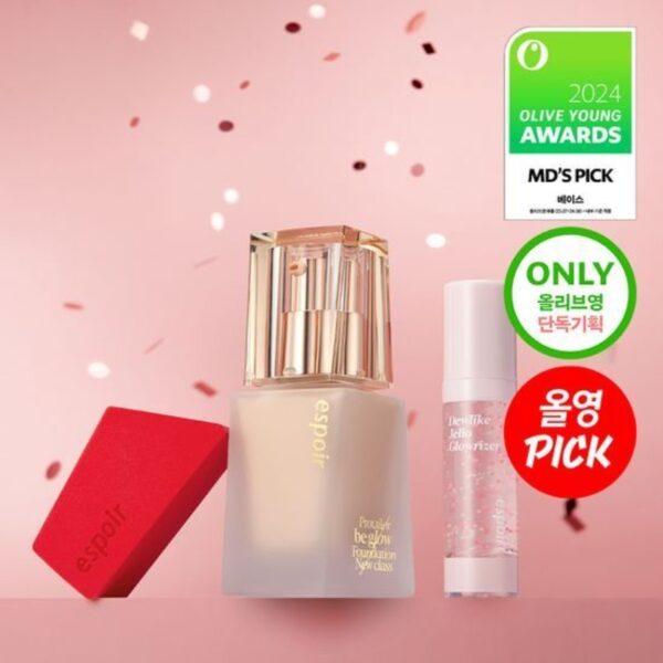 espoir Pro Tailor Foundation Be Glow New Class Set [#21 IVORY] (+Glow rizer+Spachula sponge mini)