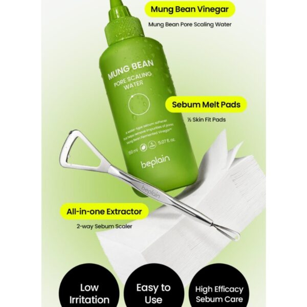 beplain Mung Bean Pore Scaling Water 150ml Set (+Cotton Pad 40P+Sebum Scaler) - Image 2