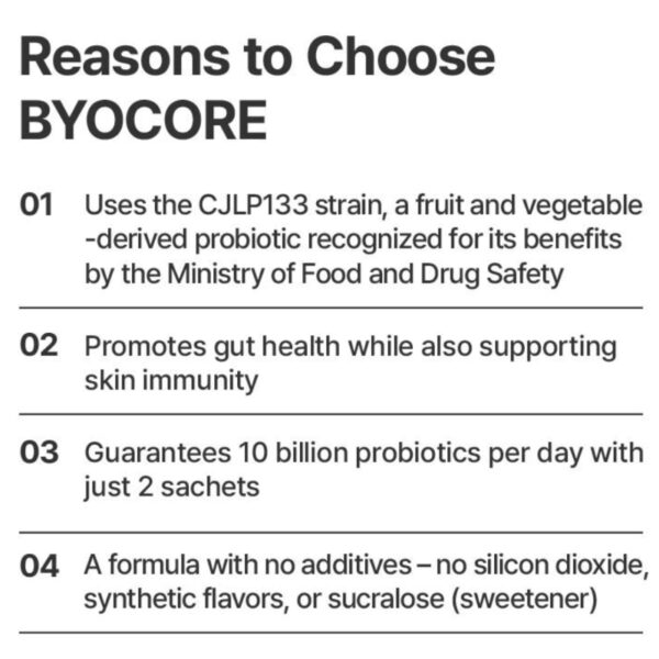 CJ BYOCORE Skin Immune Probiotics 10 Billion [#30 Sticks+10 Sticks] - Image 3
