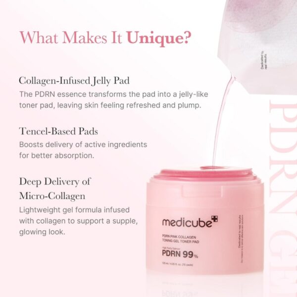 medicube PDRN Pink Collagen Toning Gel Toner Pads - Image 3