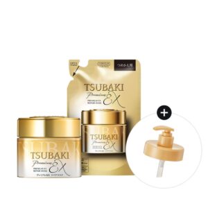 Tsubaki Premium EX Repair Hair Mask 180g Set (+Refill + Pump)