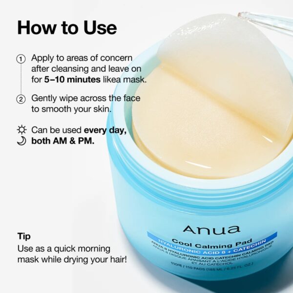 Anua Hyaluronic Acid 8 Catechin Cool Calming Pad 110P - Image 6