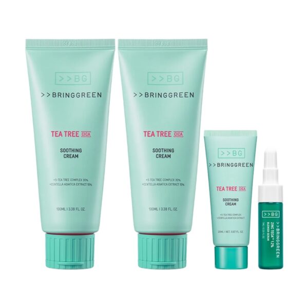 BRINGGREEN Tea Tree Cica Soothing Cream Plus 200ml Set (+ 20ml+Zinc Teca Blemish Serum)
