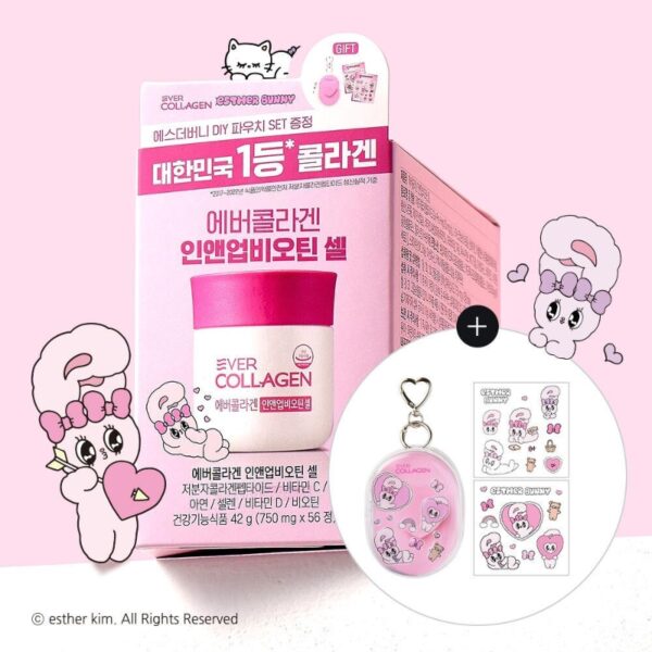 EVER COLLAGEN In And Up Biotin Cell 56 Tablets (+Keyring Pouch + Sticker)