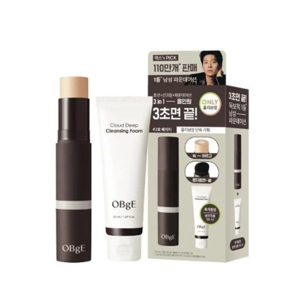 OBge Natural Cover Foundation No.2 beige SOF50+PA++++ Set (+Cleansing Foam)