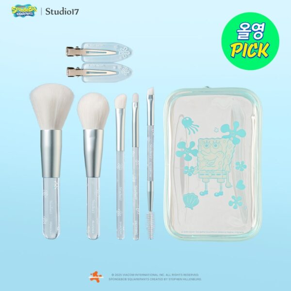 SPONGE BOB x STUDIO17 Portable Makeup Brush 5 SET (+Hairpin 2P)