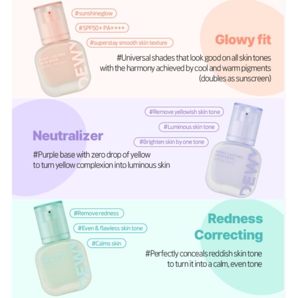 THE FACE SHOP Dewy Lasting Skin base [#3 Colors] - Image 2