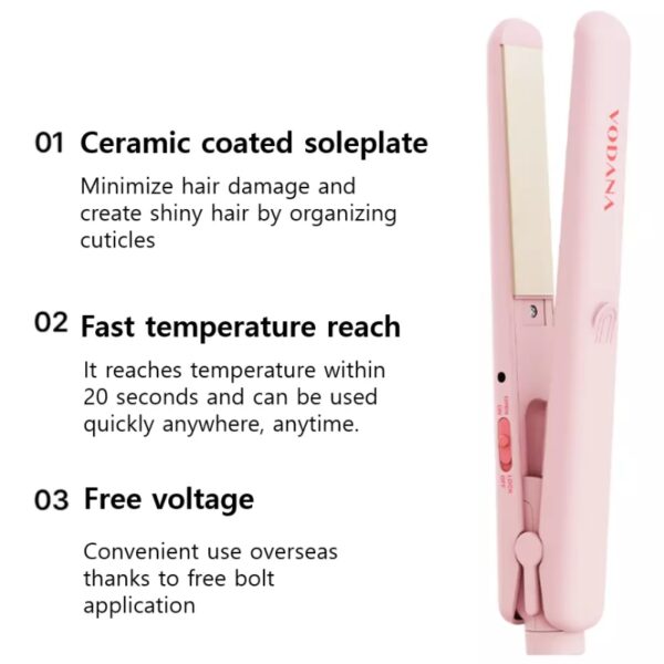 VODANA Pocket Mini Flat Iron [#Pink Vanilla] (+Pouch) - Image 4