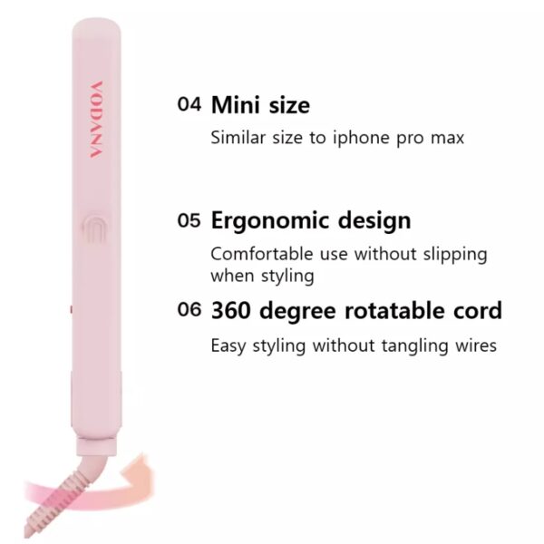 VODANA Pocket Mini Flat Iron [#Pink Vanilla] (+Pouch) - Image 3