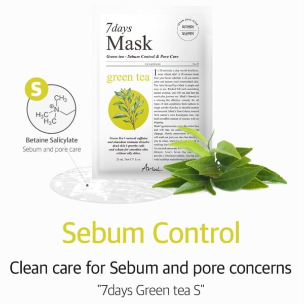 Ariul 7 Days Green Tea + S Sebum Control Mask Sheet 15 Sheets - Image 2