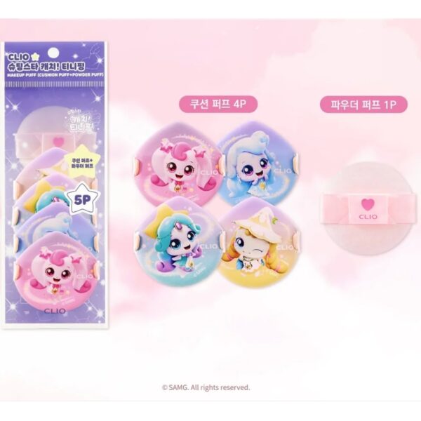 Clio Makeup Puff (Cushion Puff 4P+ Powder Puff 1P) - Image 3