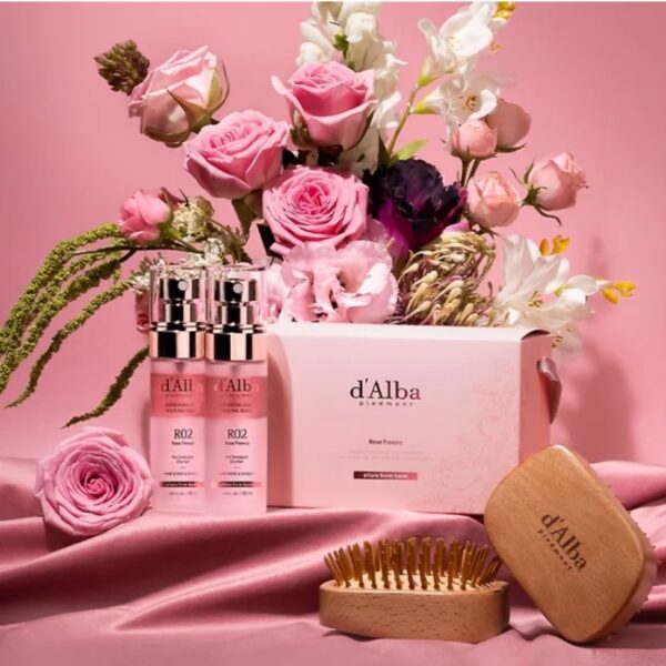d'Alba Professional Reparing Hair Perfume Serum Gift Set [#R02 Rose Freesia] (+Brush) - Image 2