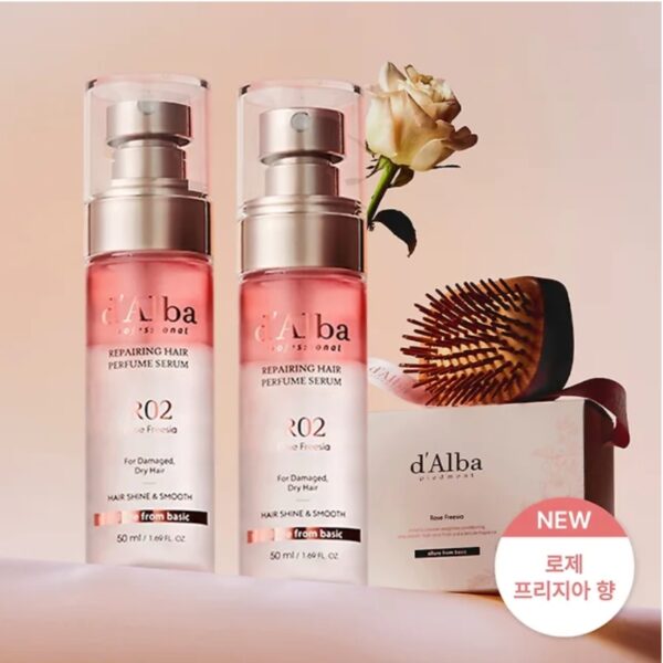 d'Alba Professional Reparing Hair Perfume Serum Gift Set [#R02 Rose Freesia] (+Brush)