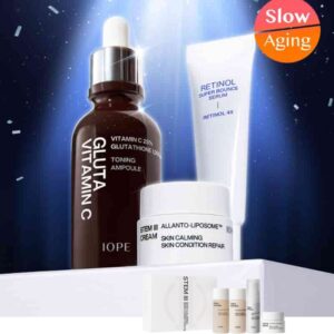 IOPE Gluta Vitamin C 25% Toning Ampoule Super Bounce Serum + stem3 Cream Set (+Clinical Best kit)