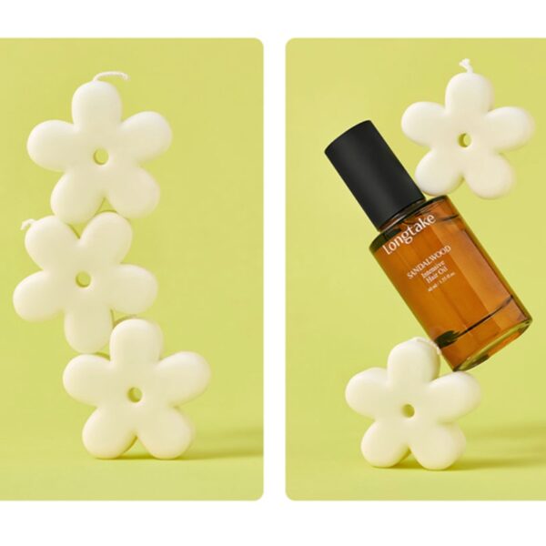 Longtake Sandalwood Intensive Hair Oil 40ml Gift Set (+Flower mini candle) - Image 2