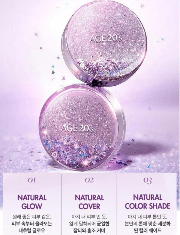 Shining Drops Edition x AGE 20's Pact Case Cushion Set [#21 Pink Latte] (+3 Refills) - Image 3