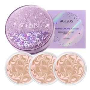 Shining Drops Edition x AGE 20's Pact Case Cushion Set [#21 Pink Latte] (+3 Refills)