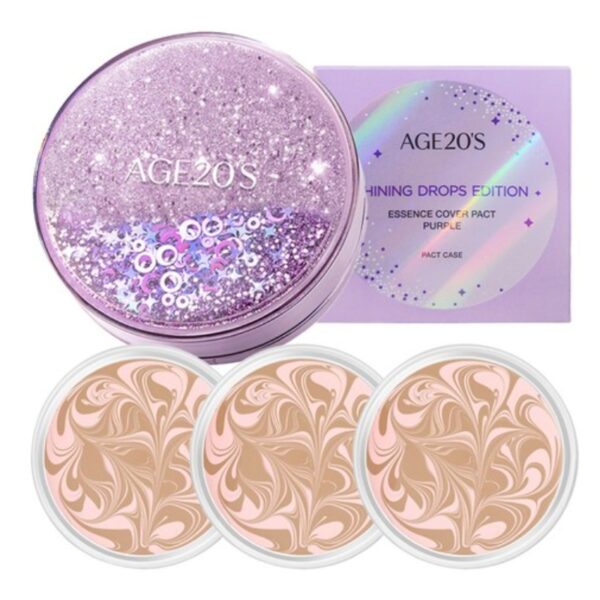 Shining Drops Edition x AGE 20's Pact Case Cushion Set [#21 Pink Latte] (+3 Refills)