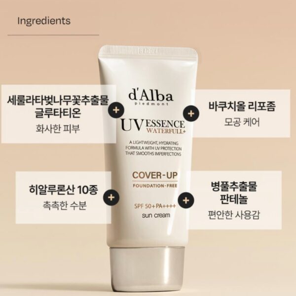 d'alba Waterful Essence Cover-up Beige Sun Cream SPF 50+ PA++++ - Image 7