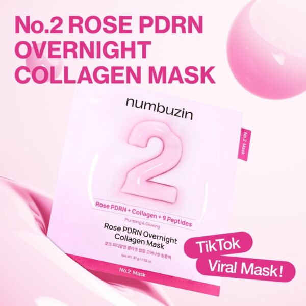 numbuzin No. 2 Rose PDRN Overningt Collagen Mask [#4 masks] - Image 2