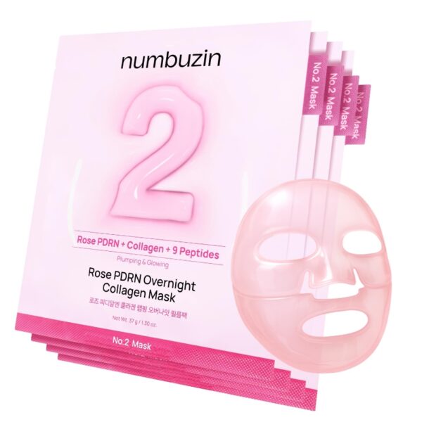 numbuzin No. 2 Rose PDRN Overningt Collagen Mask [#4 masks]