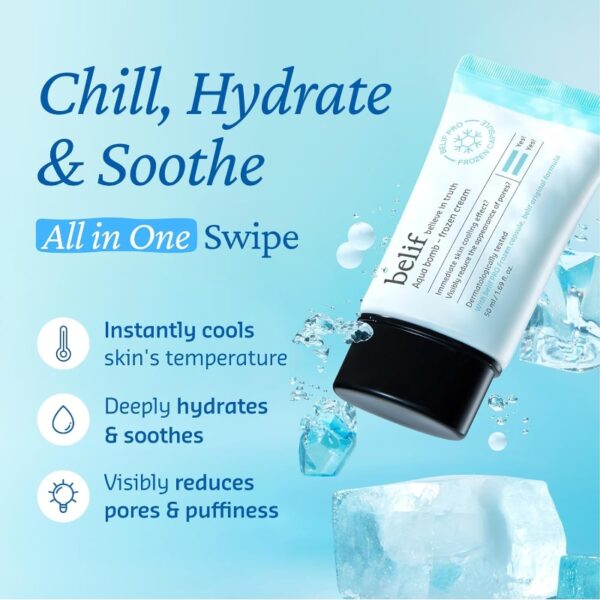 belif Aqua Bomb Frozen Cream Set (+ Serum 18ml + Massager) - Image 3
