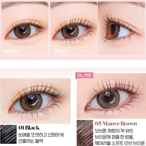 Tanning Cinnamoroll x ETUDE Curl Fix Mascara [#01 Black] 1+1 Set  (+05 Mauve Brown mini) - Image 6